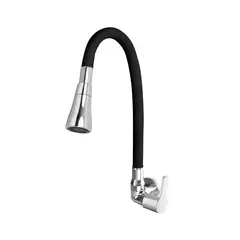 VAINSA - Llave para Lavadero Maui a la pared con pico Flexible negro