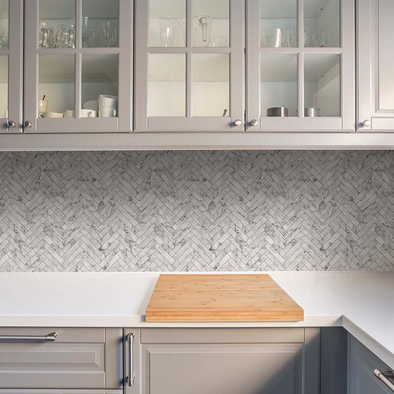 Papel Tapiz Oasis Marble Chevron Tile 052X10 Mts White
