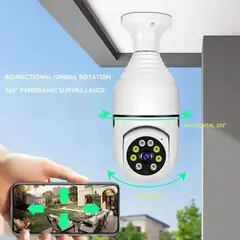 IMPORTADO MC - Foco Cámara Smart 360° de Seguridad Wifi Visión Nocturna Altavoz