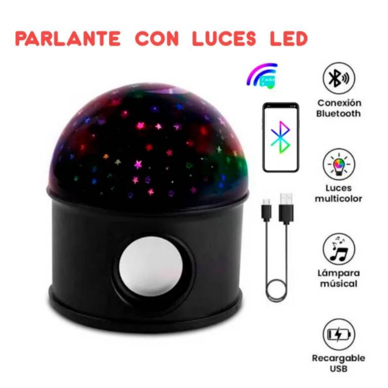 Parlante Bluetooth Bola Mágica Led Proyector Multicolor De Estrellas