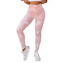 ROYAL PEACH APPAREL - Legging deportivo Tie Dye ROSA CLARO Ropa deportiva malla mujer gym