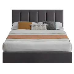 GENERICO - Cama Tapizada Listón Adda Gris Oscuro 1.5 Plz