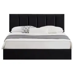 GENERICO - Cama Tapizada Listón Adda Negro 1.5 Plz