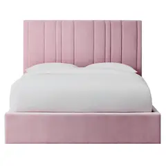 GENERICO - Cama Tapizada Líneas Rosa 1.5 Plz