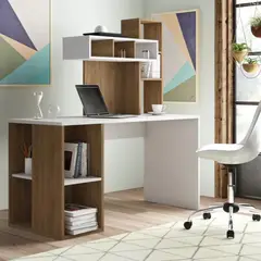 TU MESITA - Escritorio Juvenil con estante Miller color BlancoMarrón