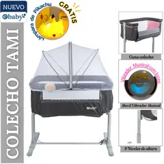 EBABY - CUNA COLECHO PARA BEBE TAMI GRIS + GRATIS LAMPARA PIKACHU