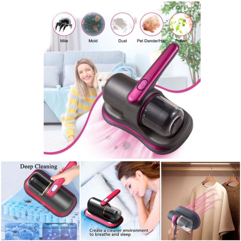 Aspiradora Inalámbrica de Mano Anti Ácaros con Luz UV Recargable