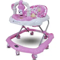 GENERICO - Andador para bebe bandeja didáctica MONITO ROSADO CON BLANCO