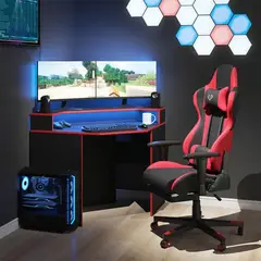MUEBLES CRISOSTOMO - Escritorio Gamer de Melamina Negro 90cm