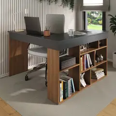 TU MESITA - Escritorio con Librero Florida color NegroMarrón