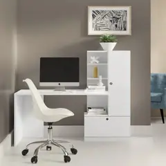 TU MESITA - Escritorio con Armario Lamas color Blanco 2 puertas