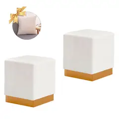 GENERICO - 2 Puff Cuadrado Lisa con Base Metálica Arena + 1 Cojín