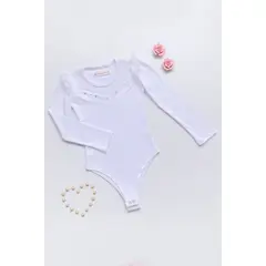 KIDS MASHMELO - Body Con Canessu Y Volantes En Manga De Tull Para Niña