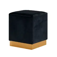 GENERICO - Puff Cuadrado Lisa con Base Metálica Negro