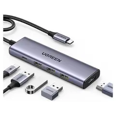 UGREEN - Adaptador HUB 5 en 1 USB C a 4K 60Hz HDMI 100W PD MacBook