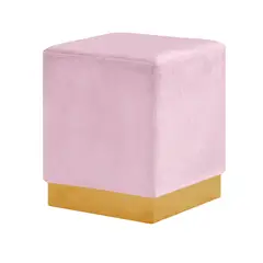 GENERICO - Puff Cuadrado Lisa con Base Metálica Rosa