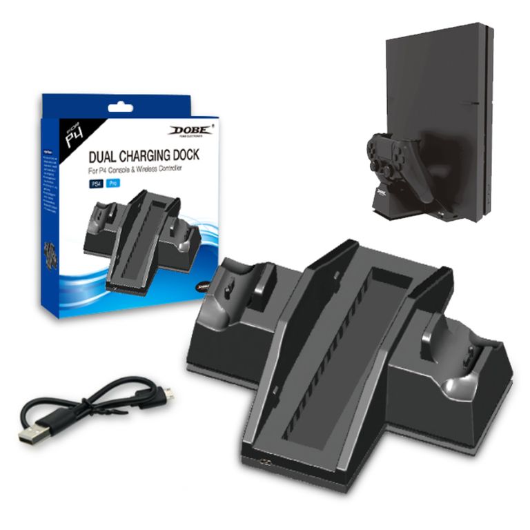 Cargador de Mandos Ps4 Pro Soporte Control Base Vertical Y Cooler