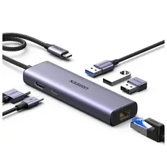UGREEN - Adaptador Hub Usb-C 6 In 1 Multifunction 100W 1000 Mbps RJ45