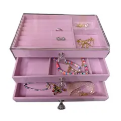 GENERICO - Joyero Organizador De Joyas Cofre Pulseras Relojes 3 Niveles