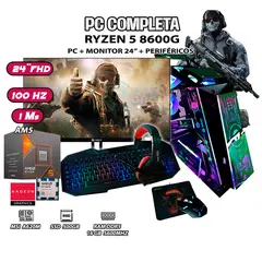 AMD - Computadora PC Completa Ryzen 5 8600G RAM DDR5 16GB SSD 500GB SSD MONITOR 24"