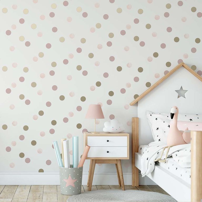 Papel Tapiz Kids Home Dotty Polka 52 cm x10 Mts Pink