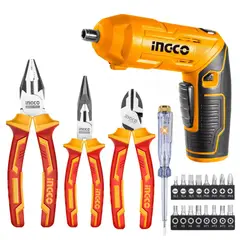 INGCO TOOLS - KIT ALICATES DIELECTRICOS 1000V DESTORNILLADOR INALAMBRICO INGCO