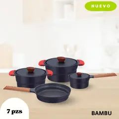 RECORD - Juego De Ollas Bambu Aluminio Fundido 7 Piezas