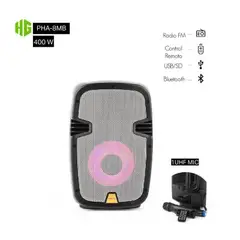 HALION - Parlante Portatil PHA-8MB 400W UHF FM Bluetooth KARAOKE