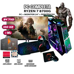 AMD - Computadora Completa Robot Ryzen 7 8700G RAM DDR5 16GB SSD 500GB SSD MONITOR 24"