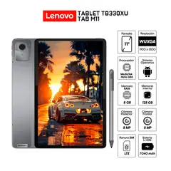 LENOVO - Tablet Tab M11 TB330XU - 11” 4G LTE 8Gb-128Gb Lápiz y Funda