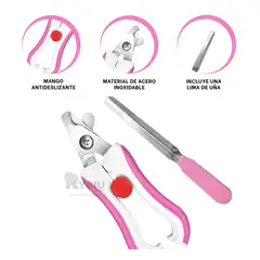 RYBIU IMPORT - Cortauñas Mascotas de Color Rosado Y+Stickers