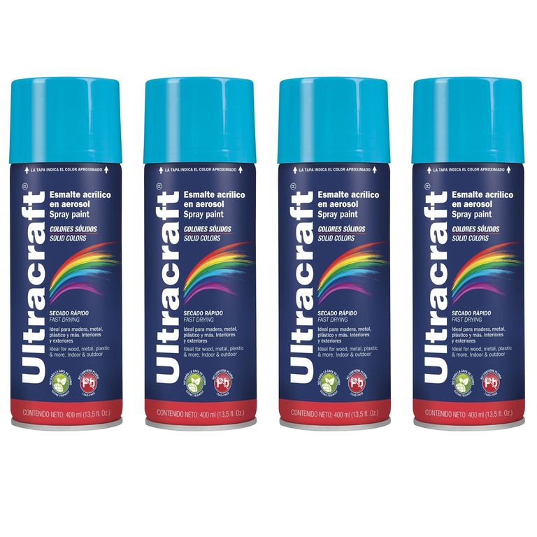 Pintura spray color CELESTE, 4 UNIDADES ULTRACRAF
