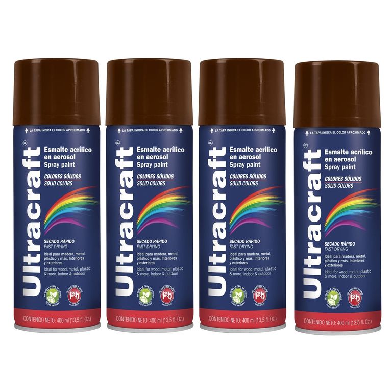 Spray Pintura color MARRON, 4 UNIDADES ULTRACRAF