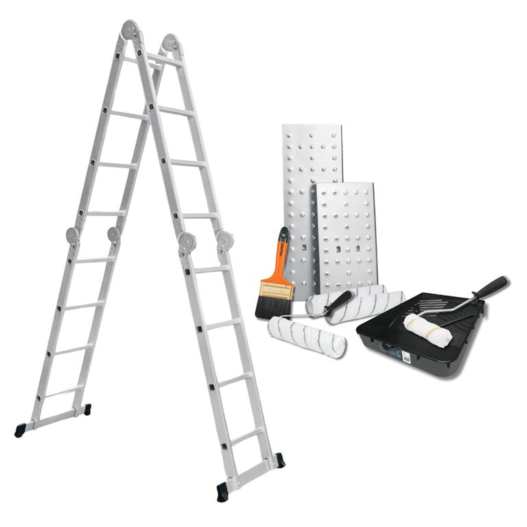 Escalera multiposicion 16 peldaños + kit pintor fino