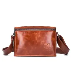 BULLCAPTAIN - - Morral de Cuero Brilloso DJB-301-BR Marrón