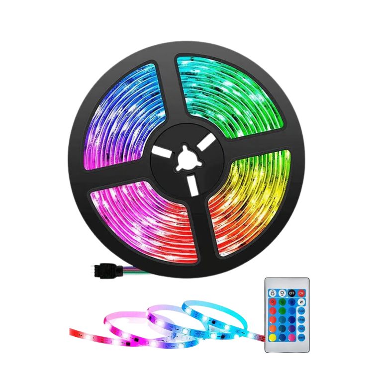 Cinta Led RGB 2835 Control Remoto + Fuente Adaptador KIT 3M