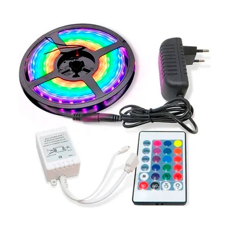 Cinta Led RGB 2835 Control Remoto + Fuente Adaptador KIT