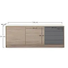 NACION MUEBLES - APARADOR MERIDA COLOR MARRON Y GRIS NM