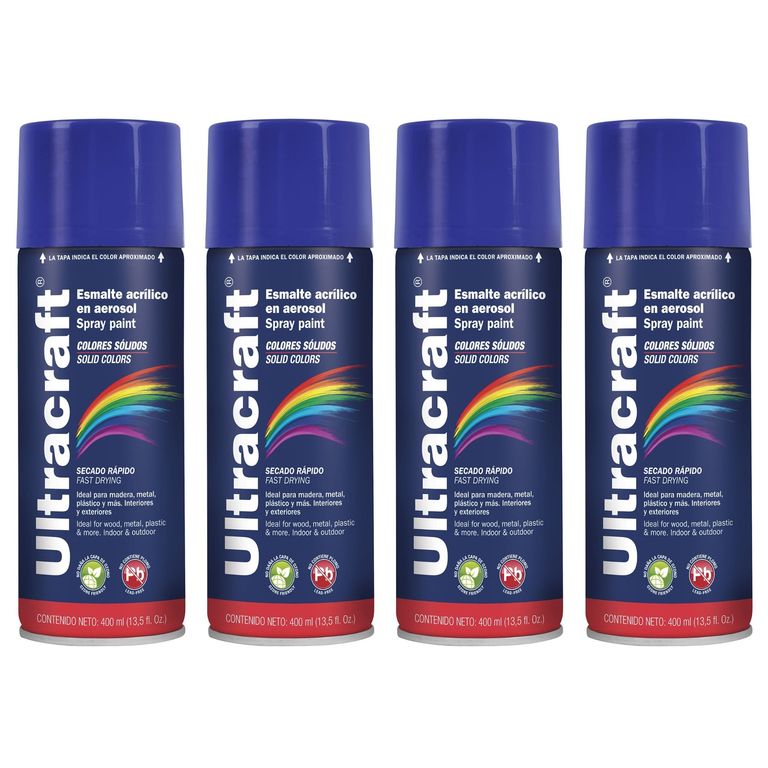 Pintura spray color AZUL MARINO, 4 UNIDADES ULTRACRAF