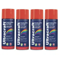 TRUPER - Pintura spray color ROJO BRILLANTE, 4 UNIDADES ULTRACRAF