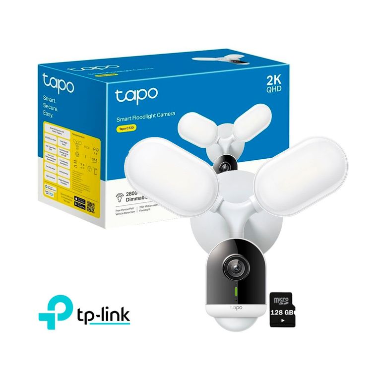 Cámara de Seguridad Tp-Link Tapo C720 2K 4MP con Reflector Inteligente Wi-Fi Exterior Sd - 128GB