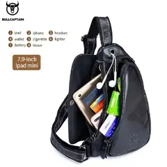 BULLCAPTAIN - - Mochila Cruzada de Cuero Mate XB-125-BK Negro