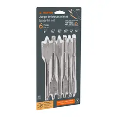 TRUPER - Broca 6 Unidades Juego Tipo Paleta para Madera 11395 Truper