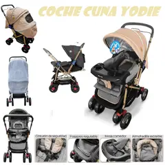 BABY HAPPY - Coche Cuna de Lujo Mango Reversible con Tull Yodie - Beige