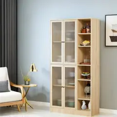 TU MESITA - Alacena Vitrina de Cocina Vittoria color Duna 4 puertas