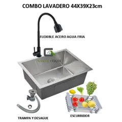 GENERICO - COMBO DE LAVADERO CDO 44x39x21cm + GRIFERIA AGUA FRIA ACERO