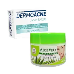 NEVADA NATURAL PRODUCTS - Crema Facial de aloe vera + Jabón Facial Dermoacne