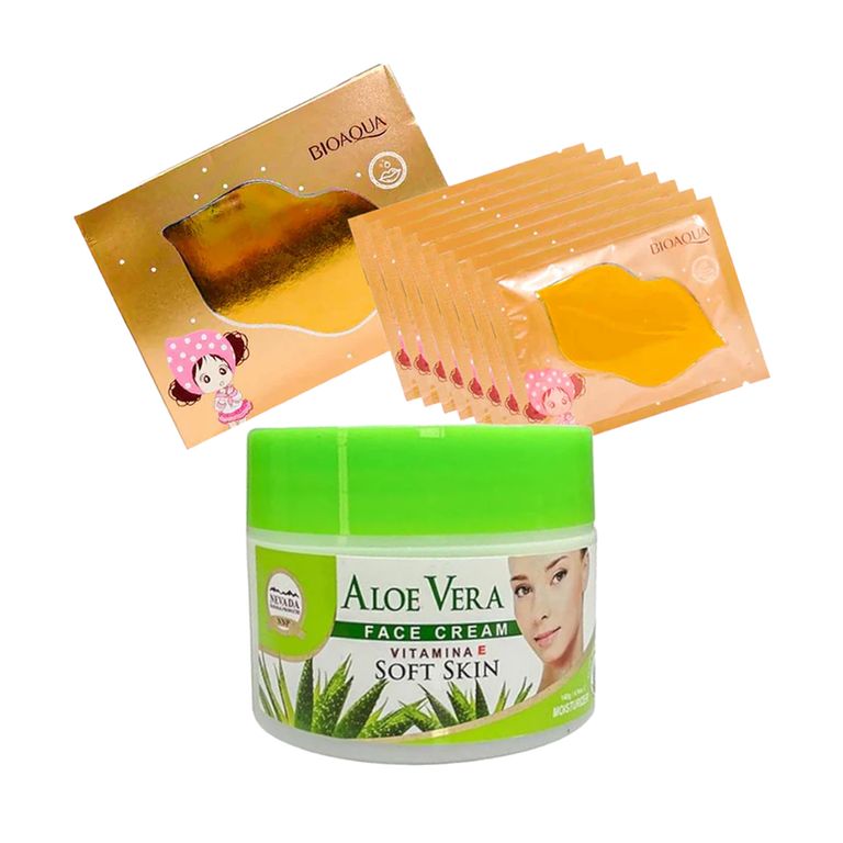 Crema Facial de aloe vera + Mascarilla labial Colágeno Dorad