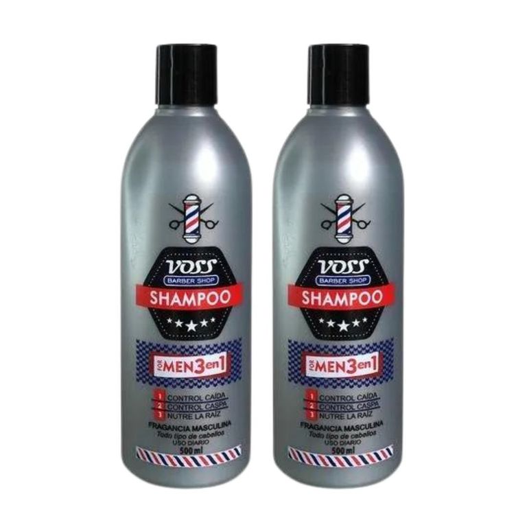 Shampoo For Men 3En1 Voss Anticaspa Y Anticaída 500 Ml x 2UNIDS