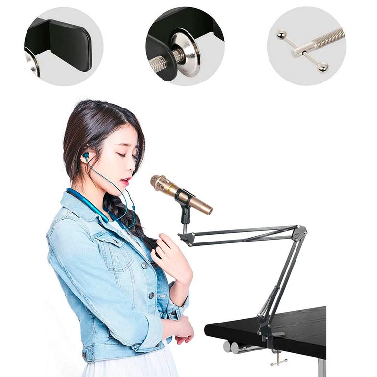 Soporte Brazo Para Micrófono Giratorio 360° con Base Ajustable a Mesa